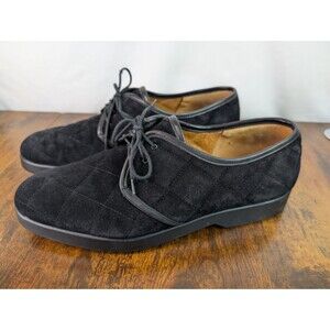 Sacha Made In Italy Black Quilted Suede Dress Shoes Size 11